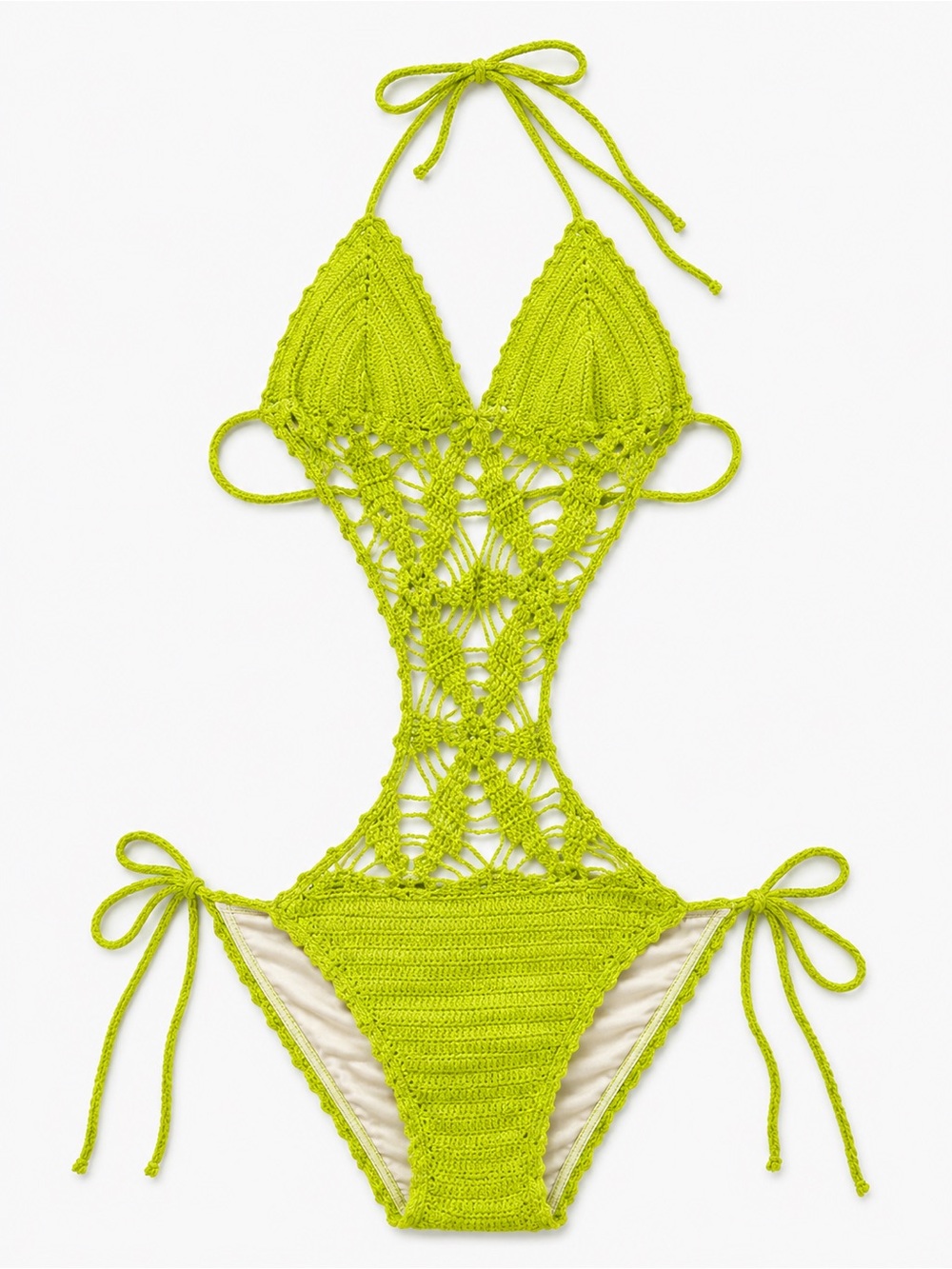 Anna Kosturova Handmade Crochet Monokini One Piece Swimsuit Boho Resort Size L